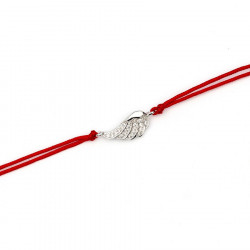 Bransoletka srebrna z czerwonym sznureczkiem skrzydło z cyrkoniami z kolekcji  Meri