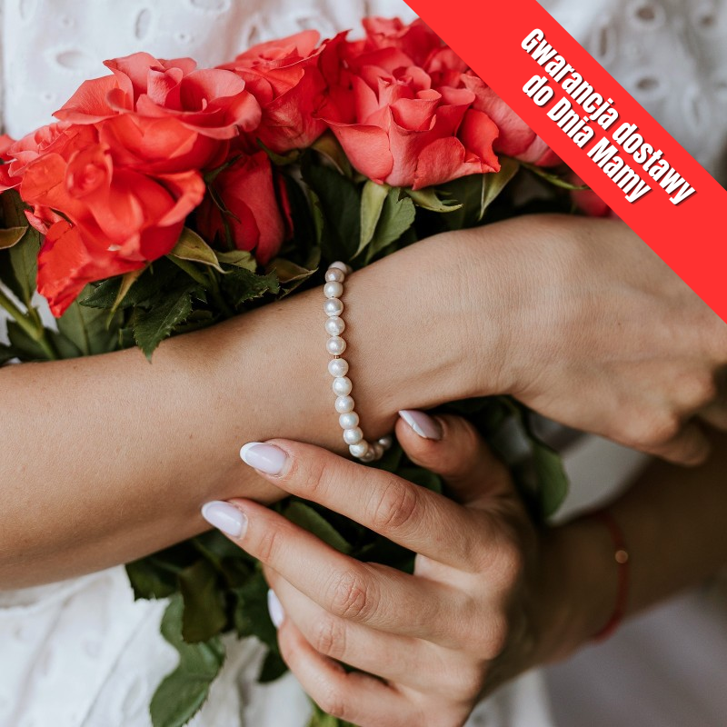 Bransoletka srebrna perły...