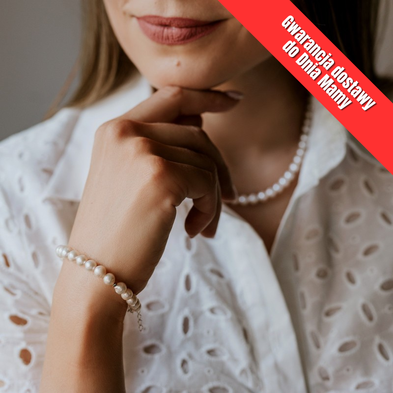 Bransoletka srebrna perły...