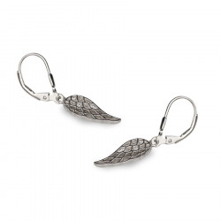 Kolczyki srebrne rodowane  wiszące skrzydła z cyrkoniami Angel Wings