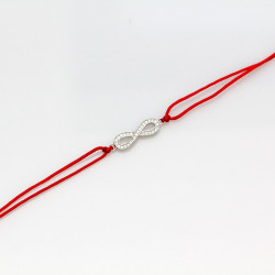 Srebrna bransoletka z czerwonym sznureczkiem nieskończoność z cyrkoniami kolekcja Meri