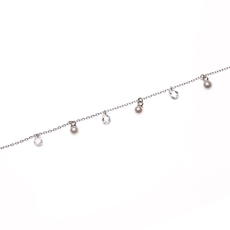 Srebrna bransoletka z perłami i cyrkoniami pr. 925 kolekcja Domini