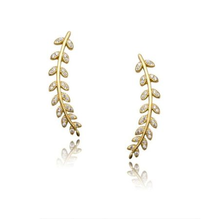 Kolczyki srebrne nausznice listki złocone Natura