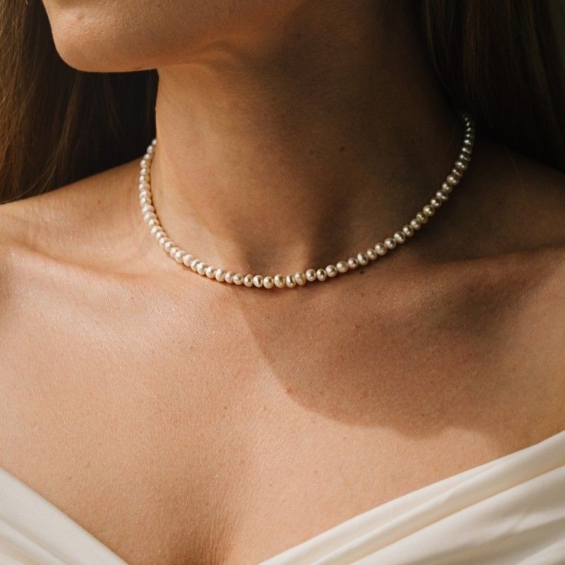 naszyjnik choker z pereł naturalnych